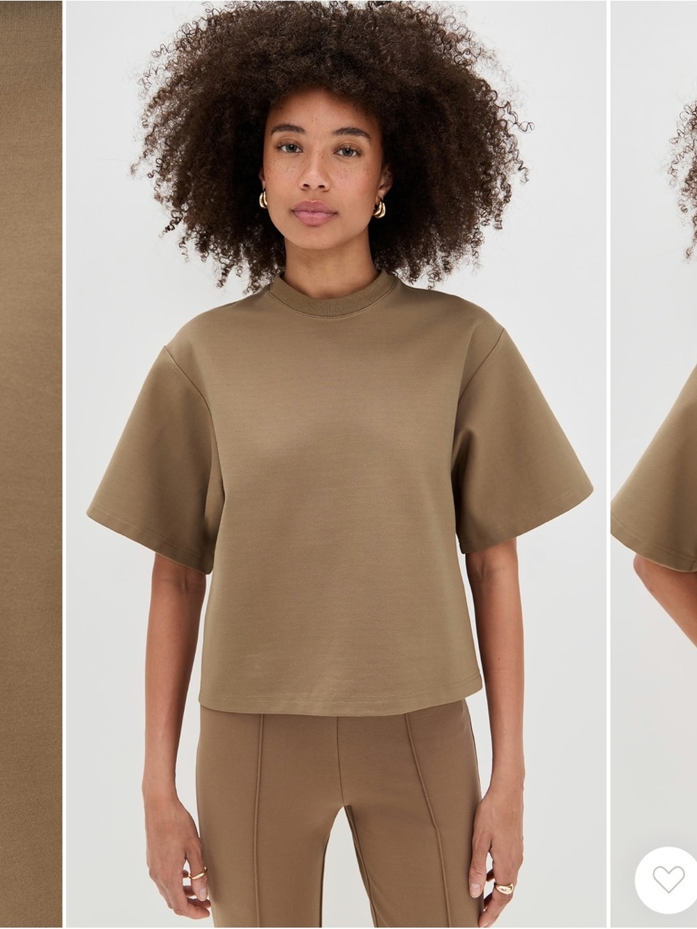 STAUD Boxy Short-Sleeve Crewneck Top - Tan